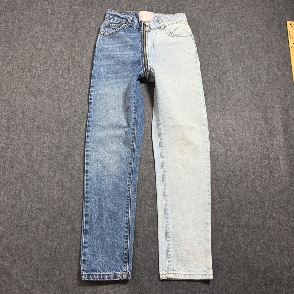 Revice Denim Two Tone Split Zipper Jeans Light Medium Wash Size 24